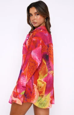 Resort Wear | White Fox Boutique Here It Goes Oversized Shirt Dragonfruit multi