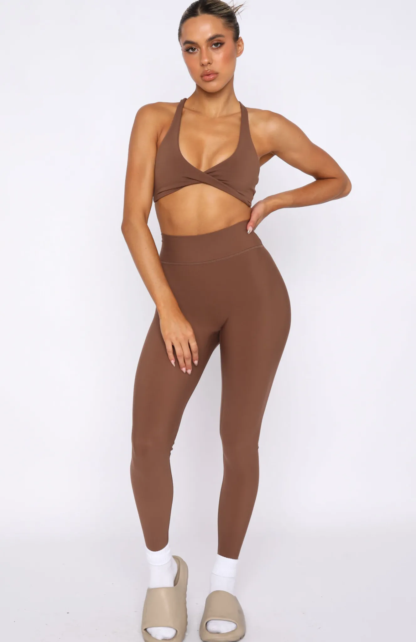 Sports Bras & Crops | White Fox Boutique High Definition Sports Bra Chocolate brown