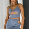 Shirts & Blouses | White Fox Boutique High Hopes Ribbed Crop Steel blue
