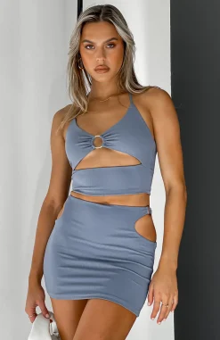 Shirts & Blouses | White Fox Boutique High Hopes Ribbed Crop Steel blue