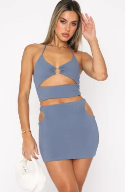Shirts & Blouses | White Fox Boutique High Hopes Ribbed Crop Steel blue