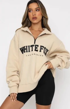 Jackets & Blazers | White Fox Boutique High Standard Zip Front Sweater Sand nude