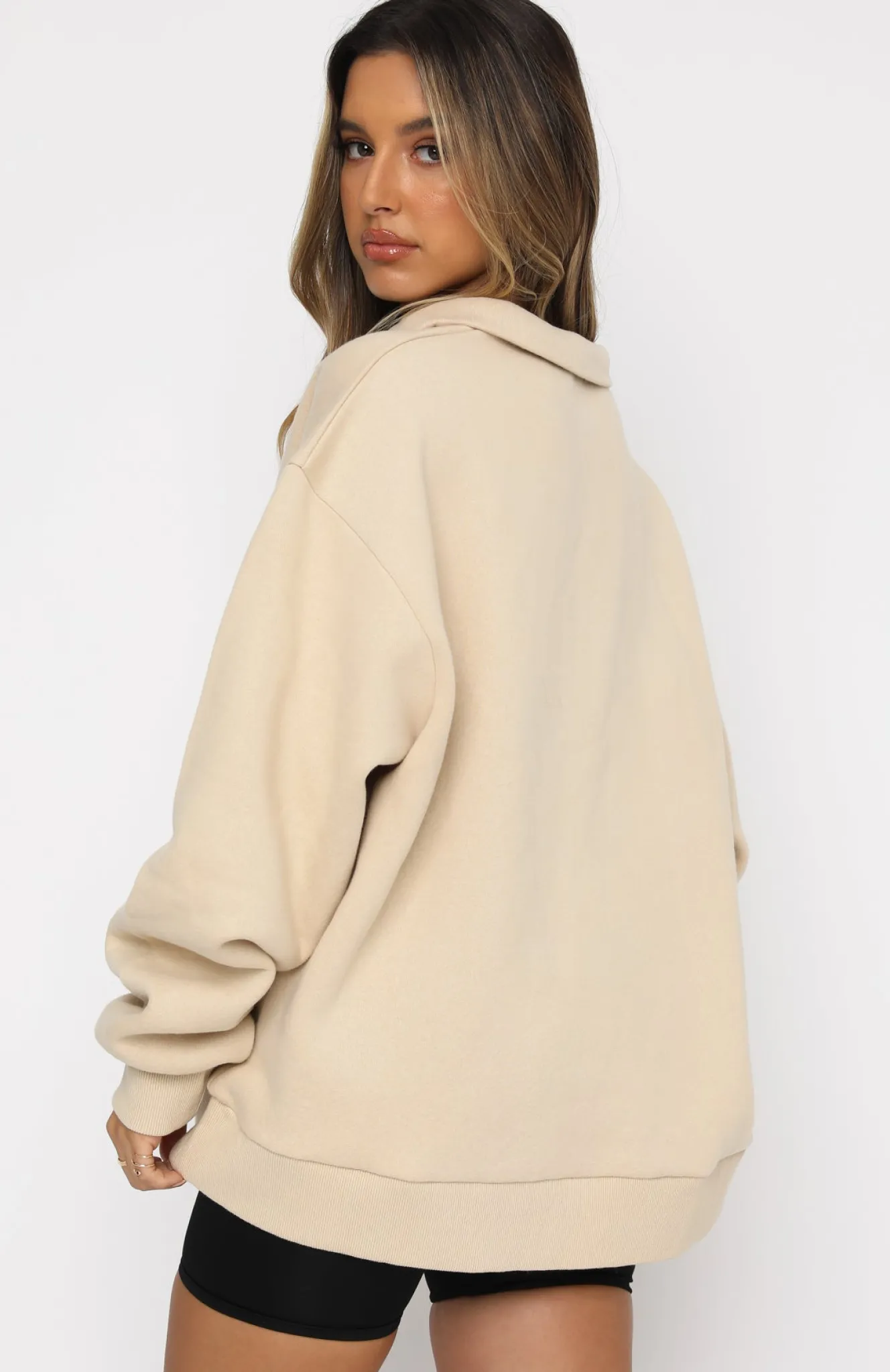 Jackets & Blazers | White Fox Boutique High Standard Zip Front Sweater Sand nude