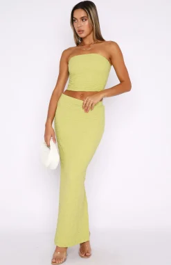 Restocked | White Fox Boutique Home Run Maxi Skirt Matcha green