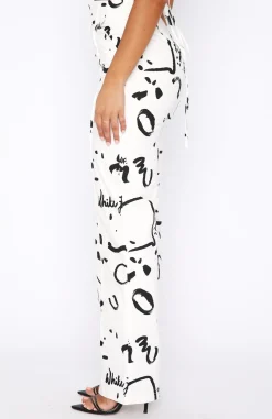 Pants | White Fox Boutique If Only You Knew Pants Scribble white