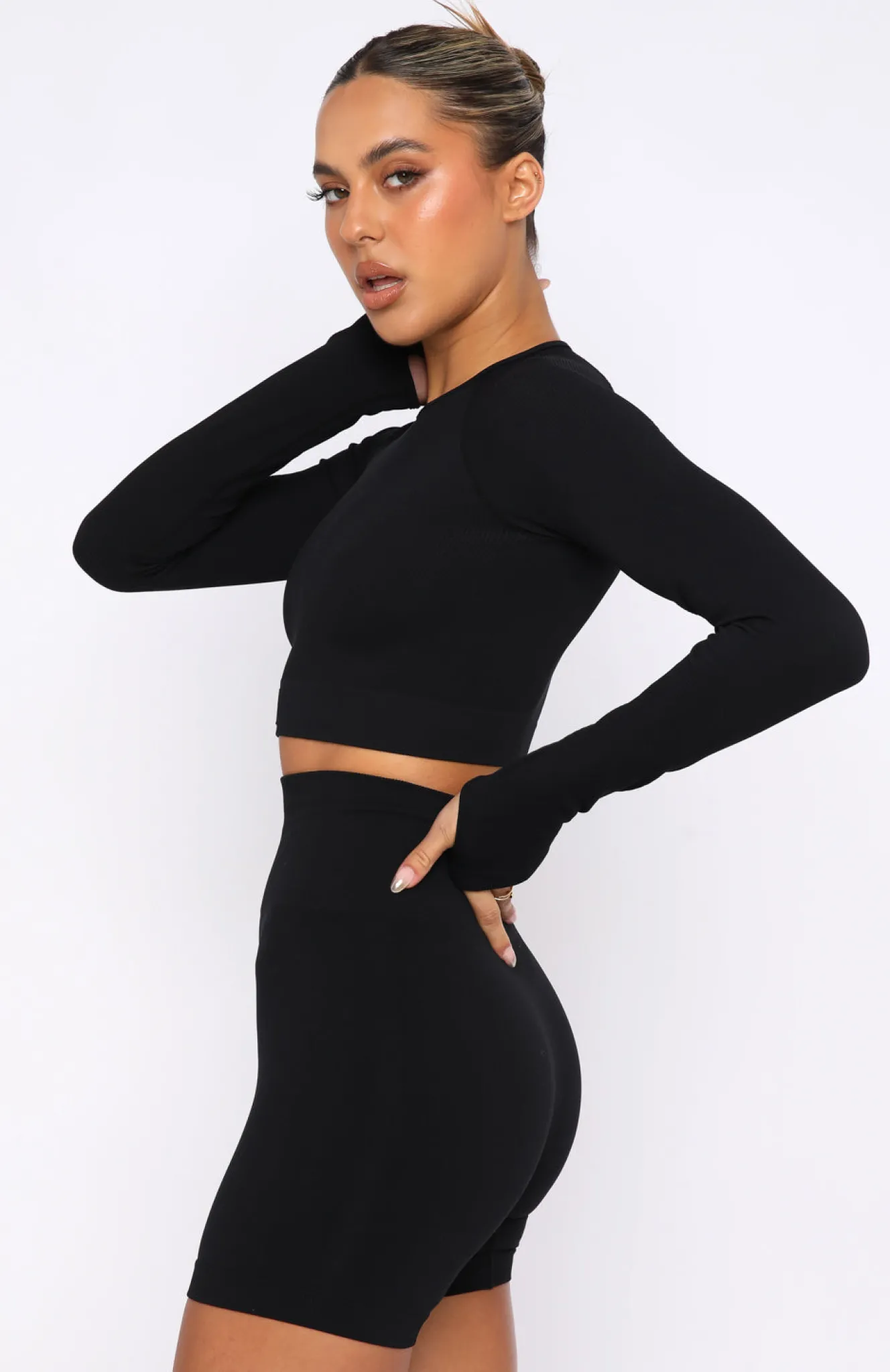 Sports Bras & Crops | White Fox Boutique In Control Long Sleeve Seamless Crop black