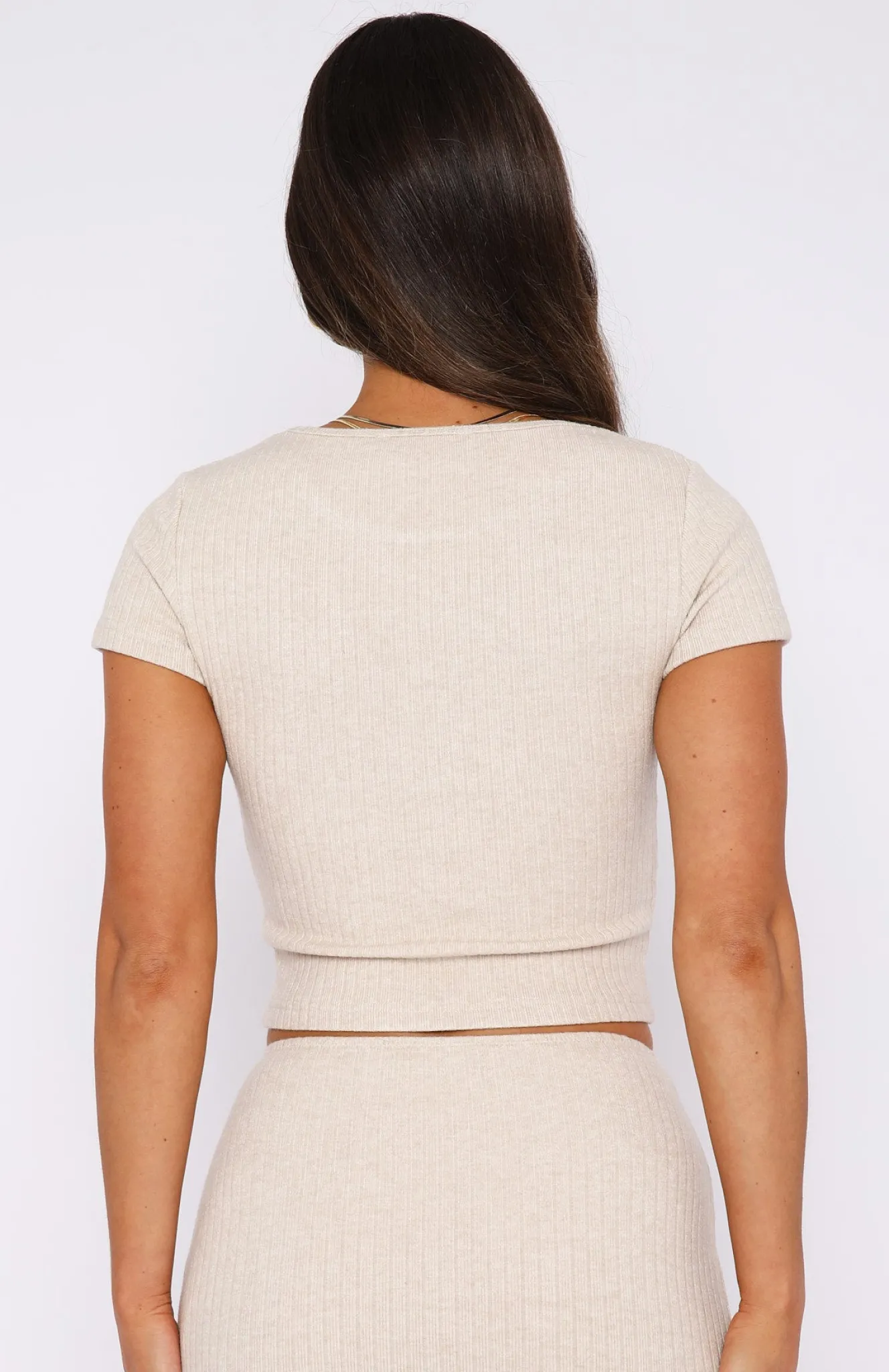 Shirts & Blouses | White Fox Boutique In The Clear Ribbed Tee Crop Oatmeal nude