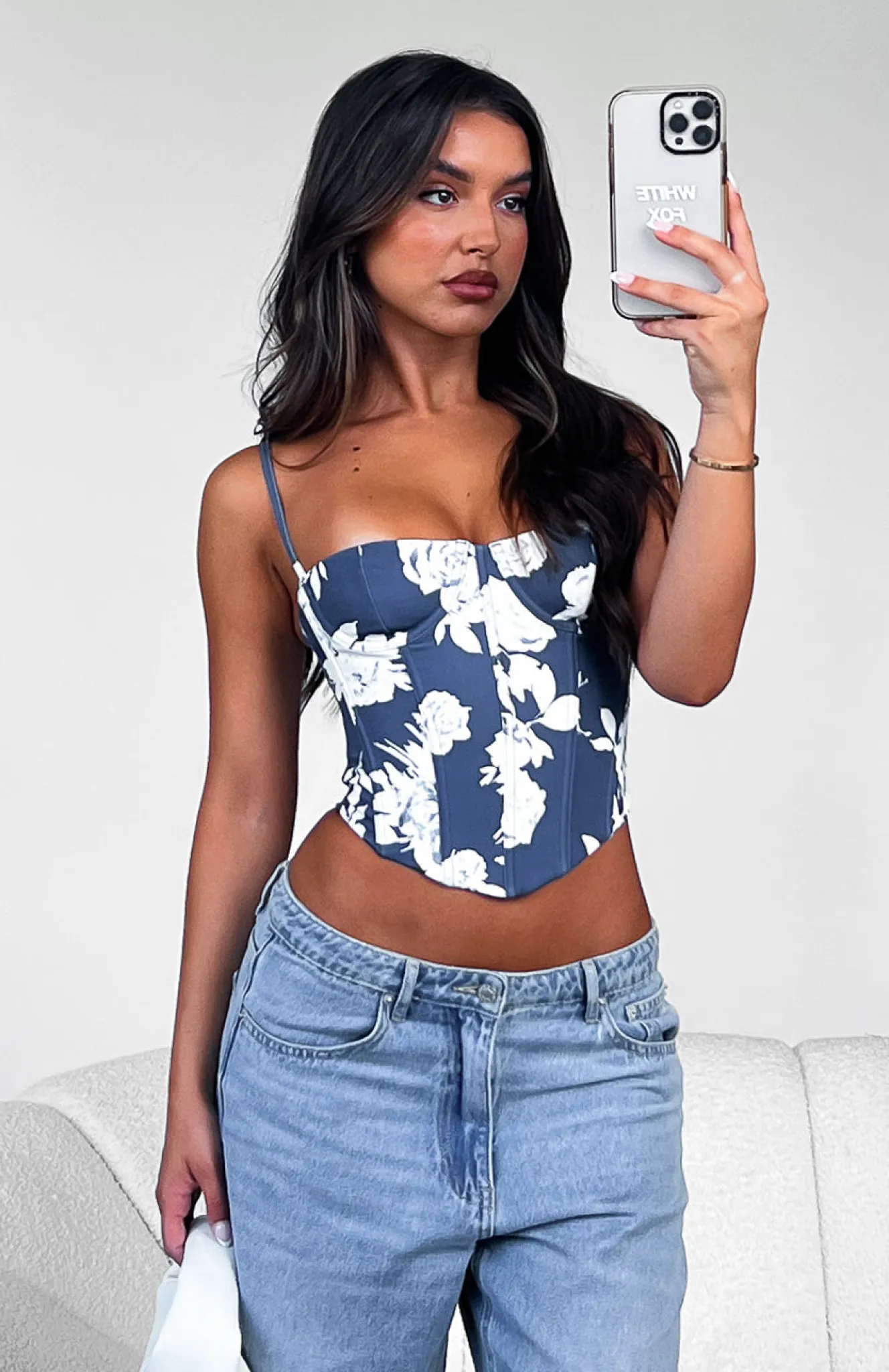 Shirts & Blouses | White Fox Boutique In The Morning Bustier Navy Rose blue