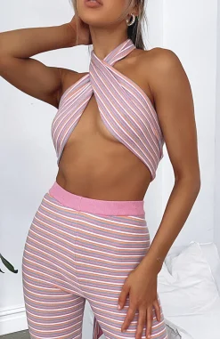 Shirts & Blouses | White Fox Boutique In The Shade Crop Stripe pink