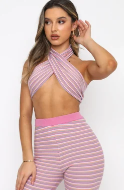 Shirts & Blouses | White Fox Boutique In The Shade Crop Stripe pink