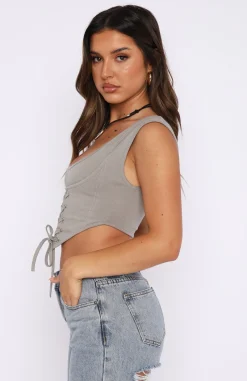 Shirts & Blouses | White Fox Boutique In Two Minds Crop Mushroom grey