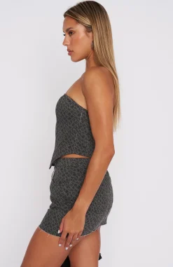 Shirts & Blouses | White Fox Boutique Insomnia Strapless Bustier Charcoal Monogram grey