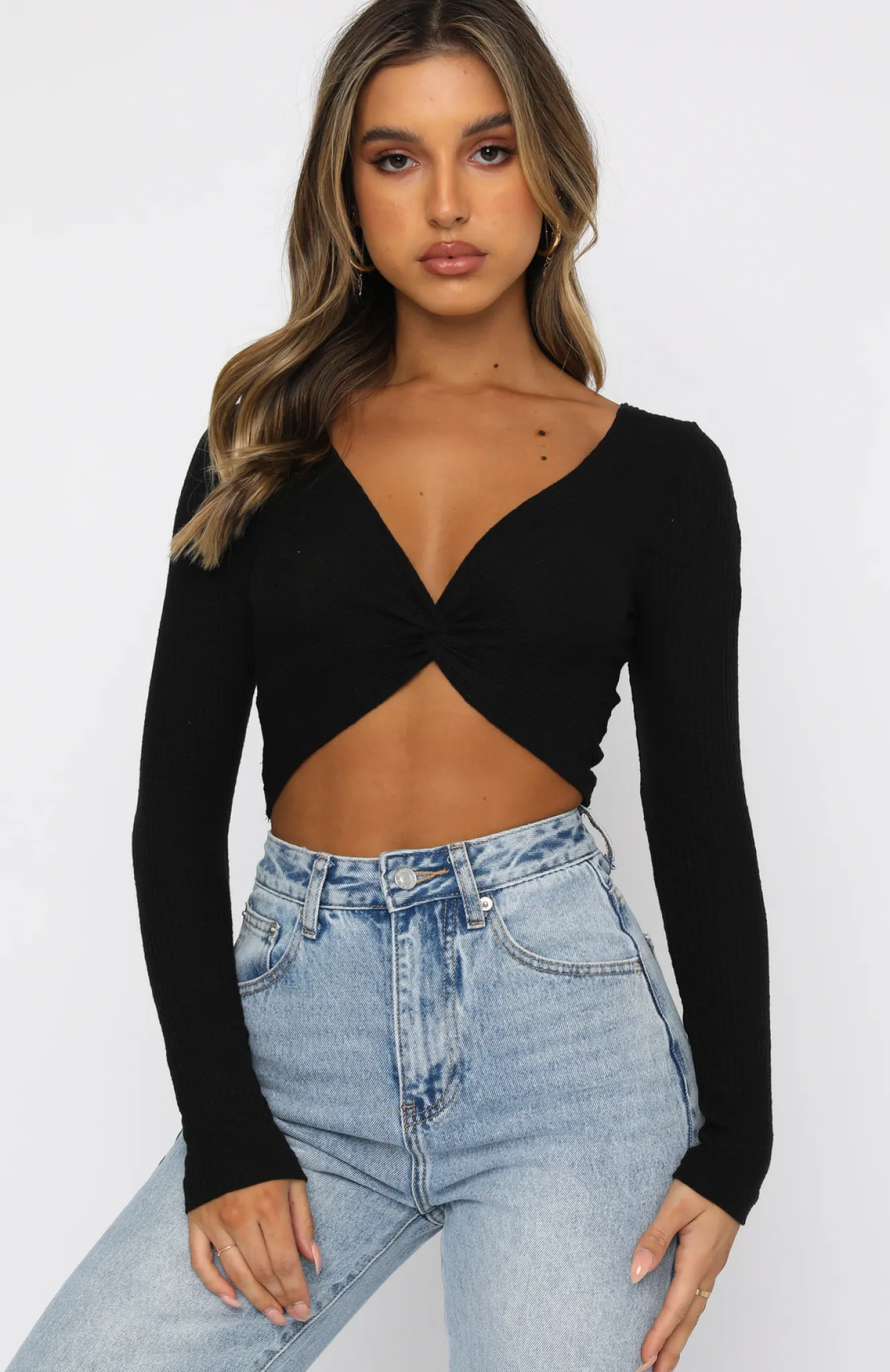 Shirts & Blouses | White Fox Boutique Into Motion Long Sleeve Crop black
