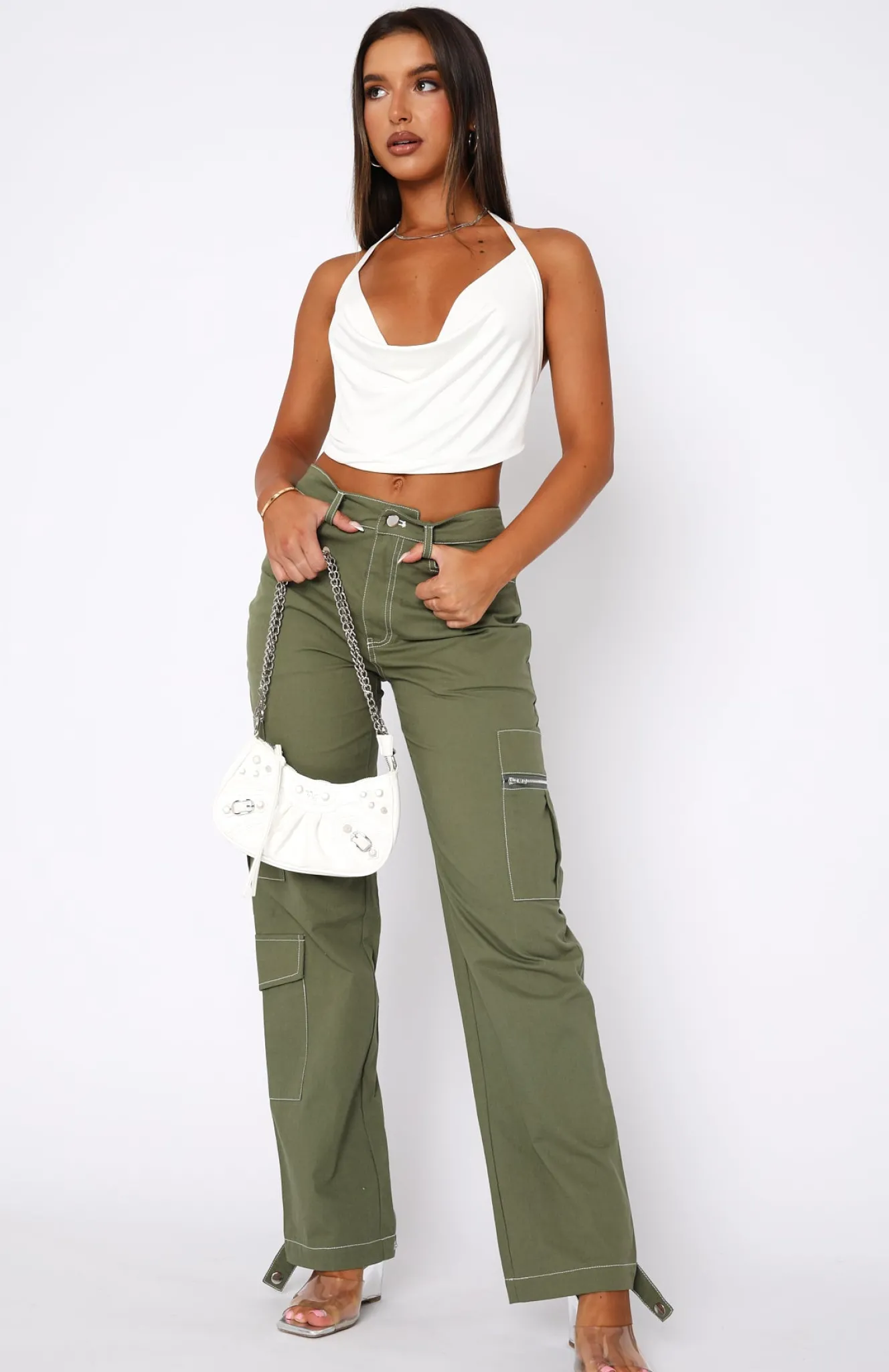 Pants | White Fox Boutique Is There Someone Else Cargo Pants Khaki green