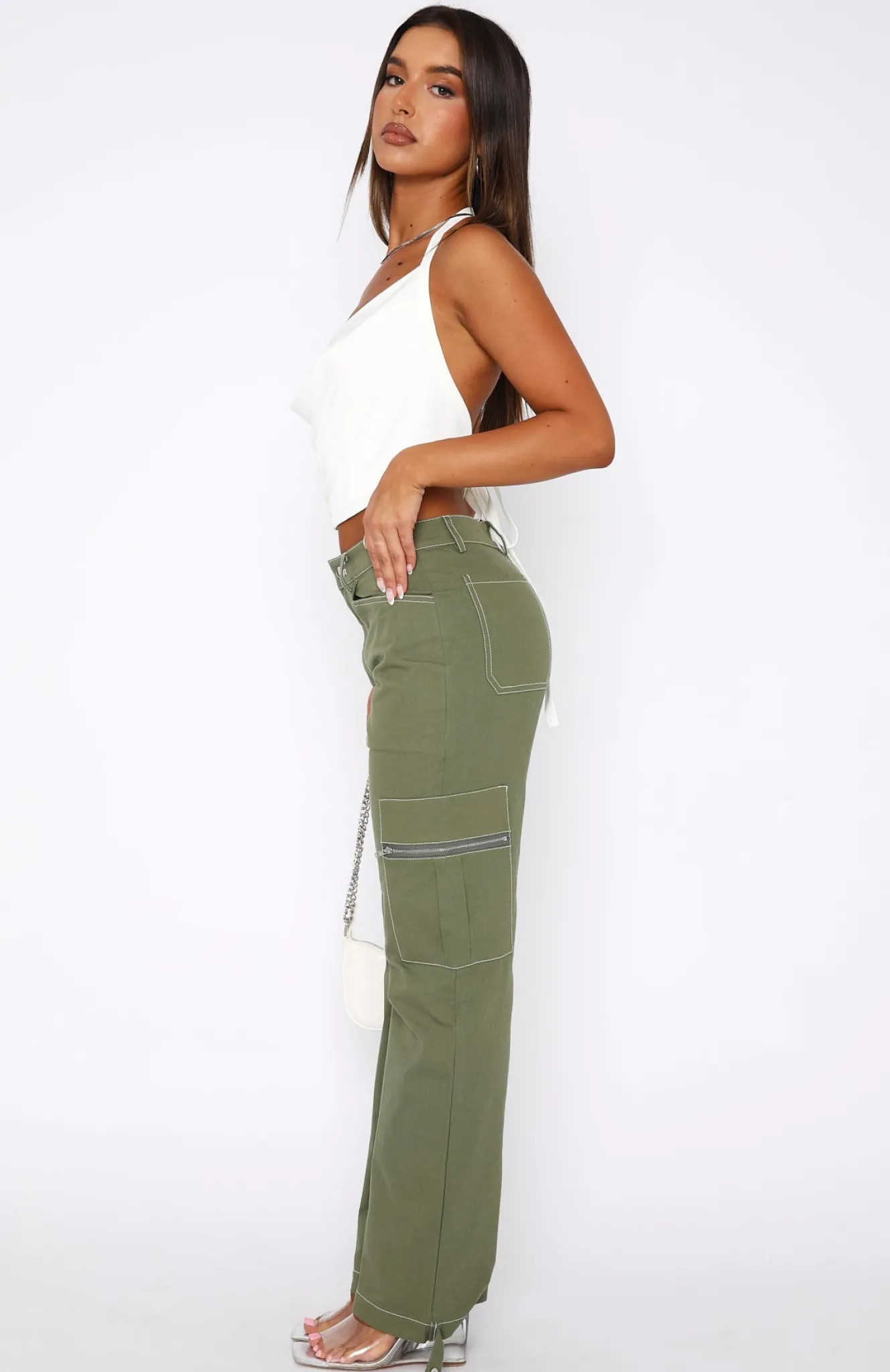 Pants | White Fox Boutique Is There Someone Else Cargo Pants Khaki green