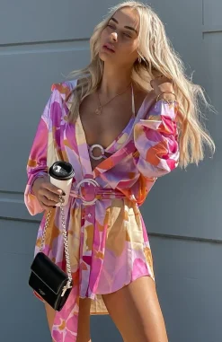 Resort Wear | White Fox Boutique Island Dream Shirt Dress Retro Floral multi