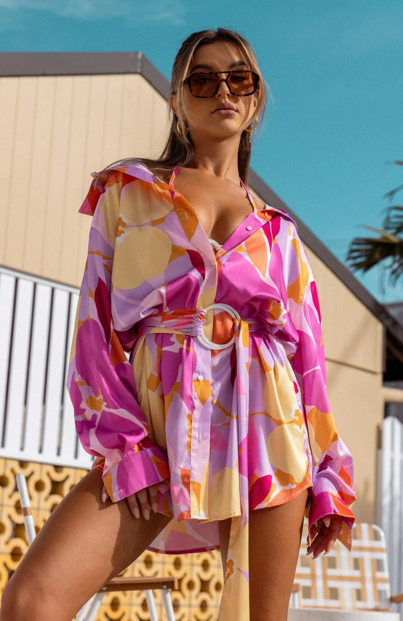 Resort Wear | White Fox Boutique Island Dream Shirt Dress Retro Floral multi