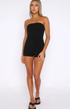 Restocked | White Fox Boutique Island Ribbed Playsuit black