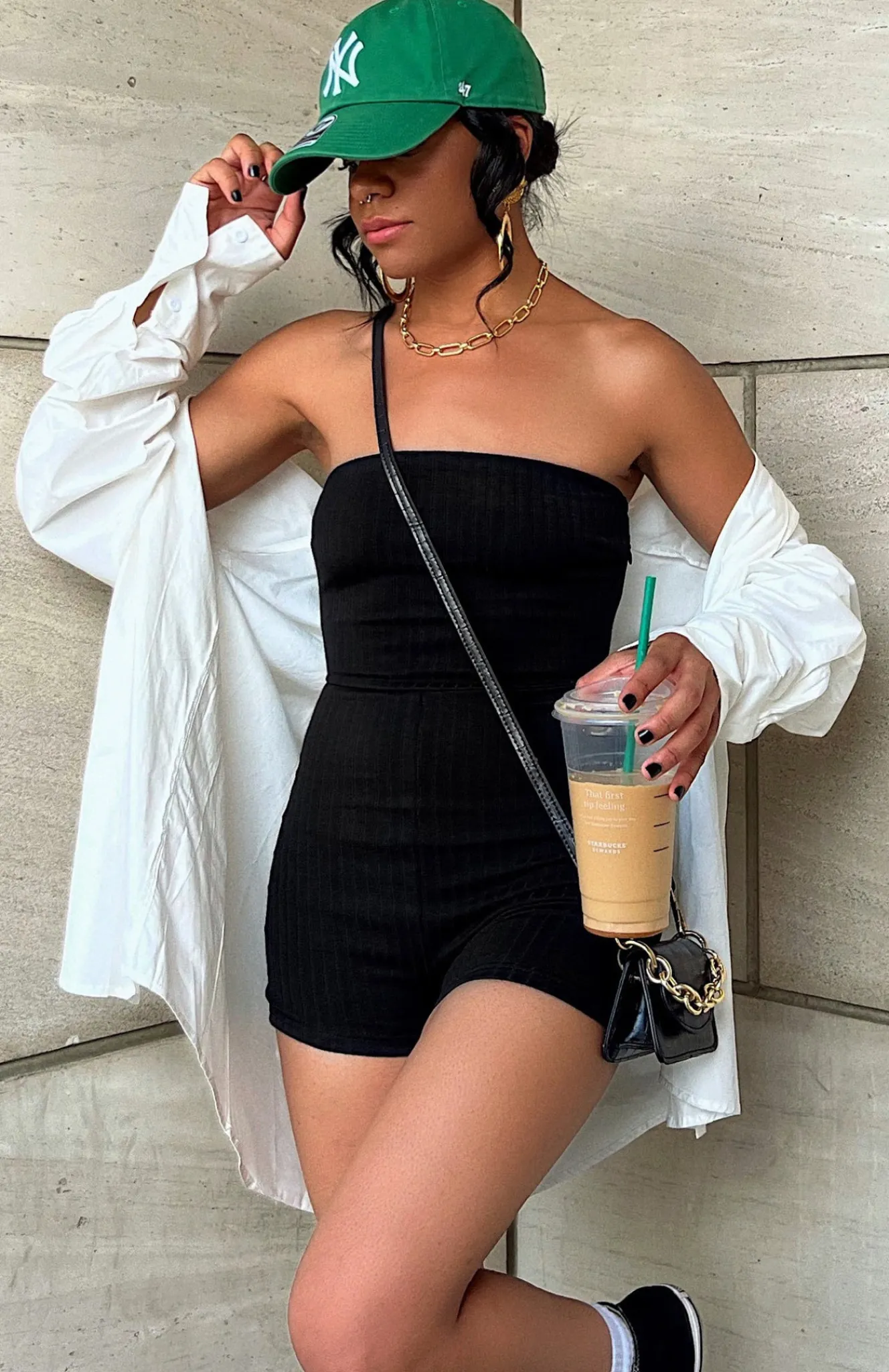 Restocked | White Fox Boutique Island Ribbed Playsuit black