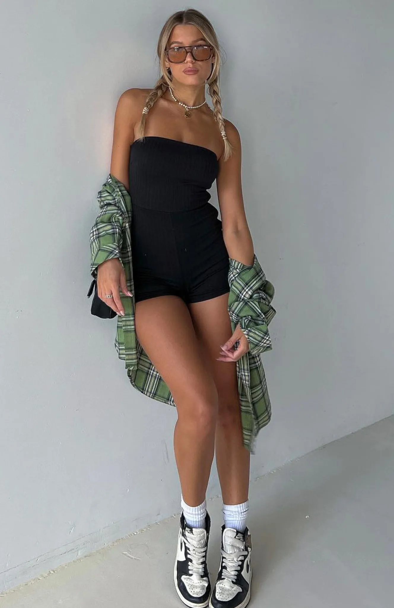 Restocked | White Fox Boutique Island Ribbed Playsuit black
