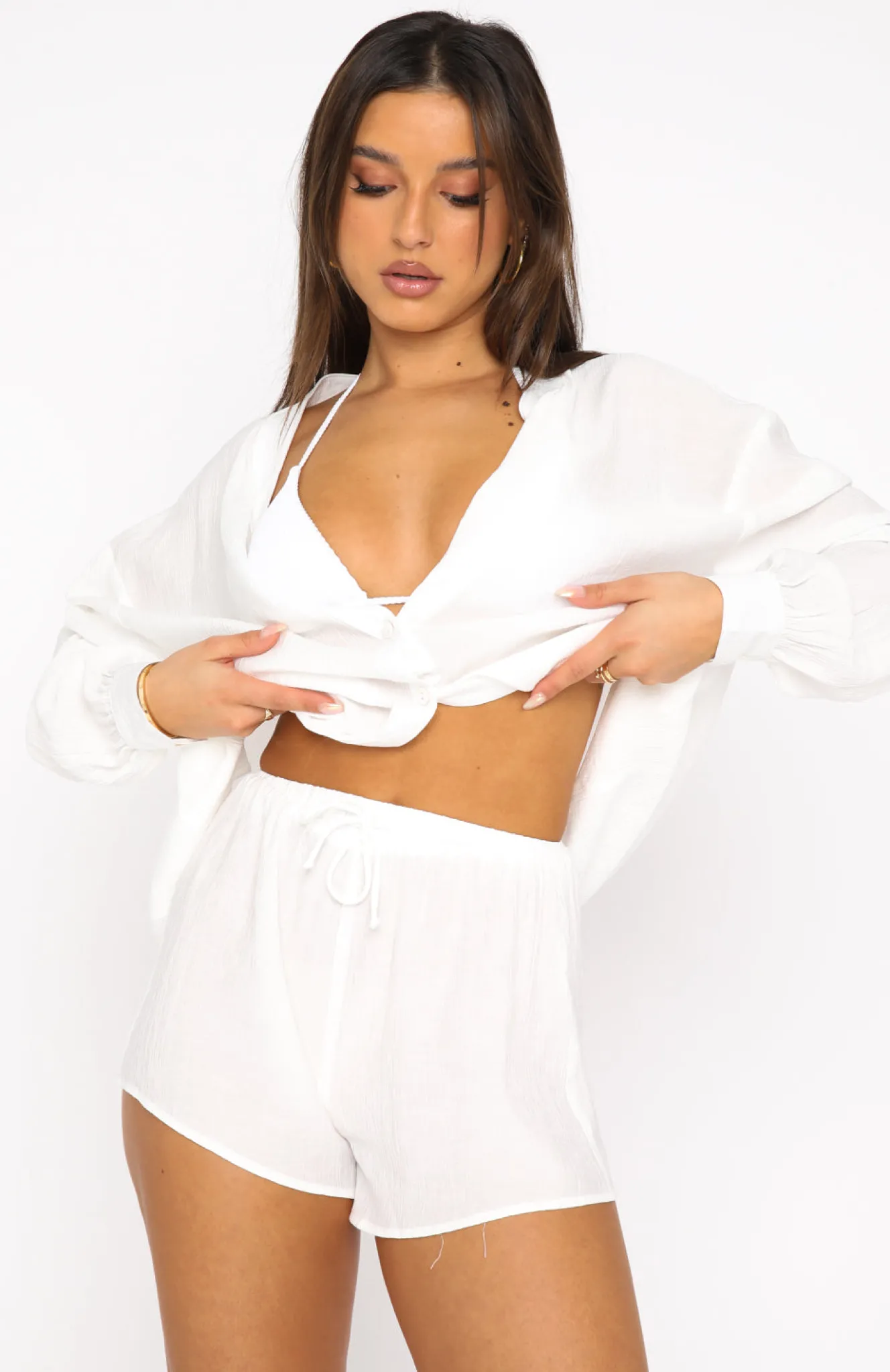 Resort Wear | White Fox Boutique I've Got A Feeling Shorts white