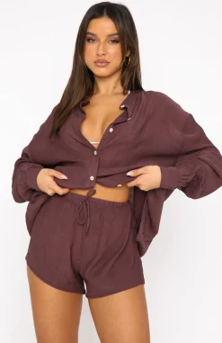 Resort Wear | White Fox Boutique I've Got A Feeling Shorts Chocolate brown