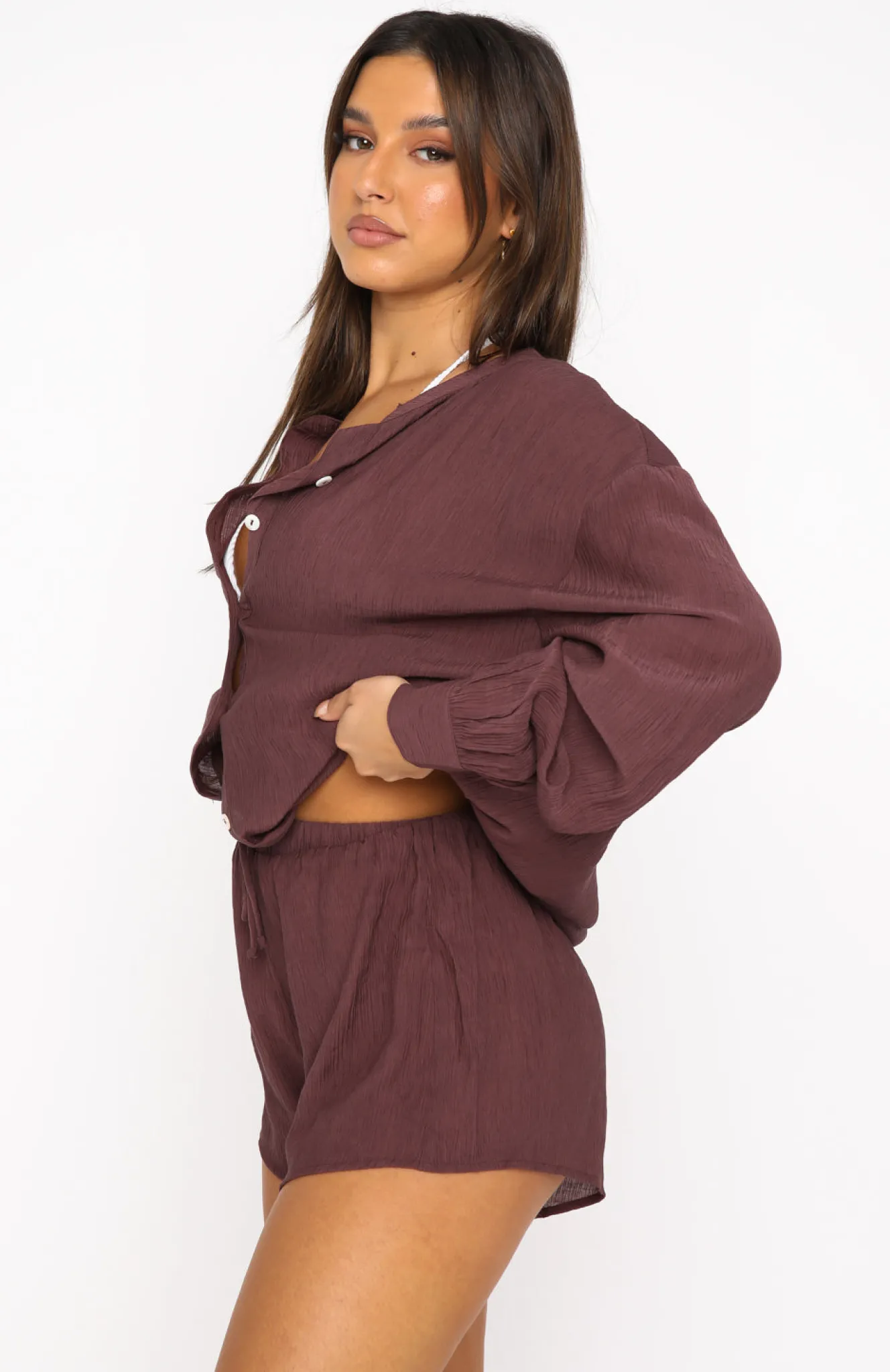 Resort Wear | White Fox Boutique I've Got A Feeling Shorts Chocolate brown