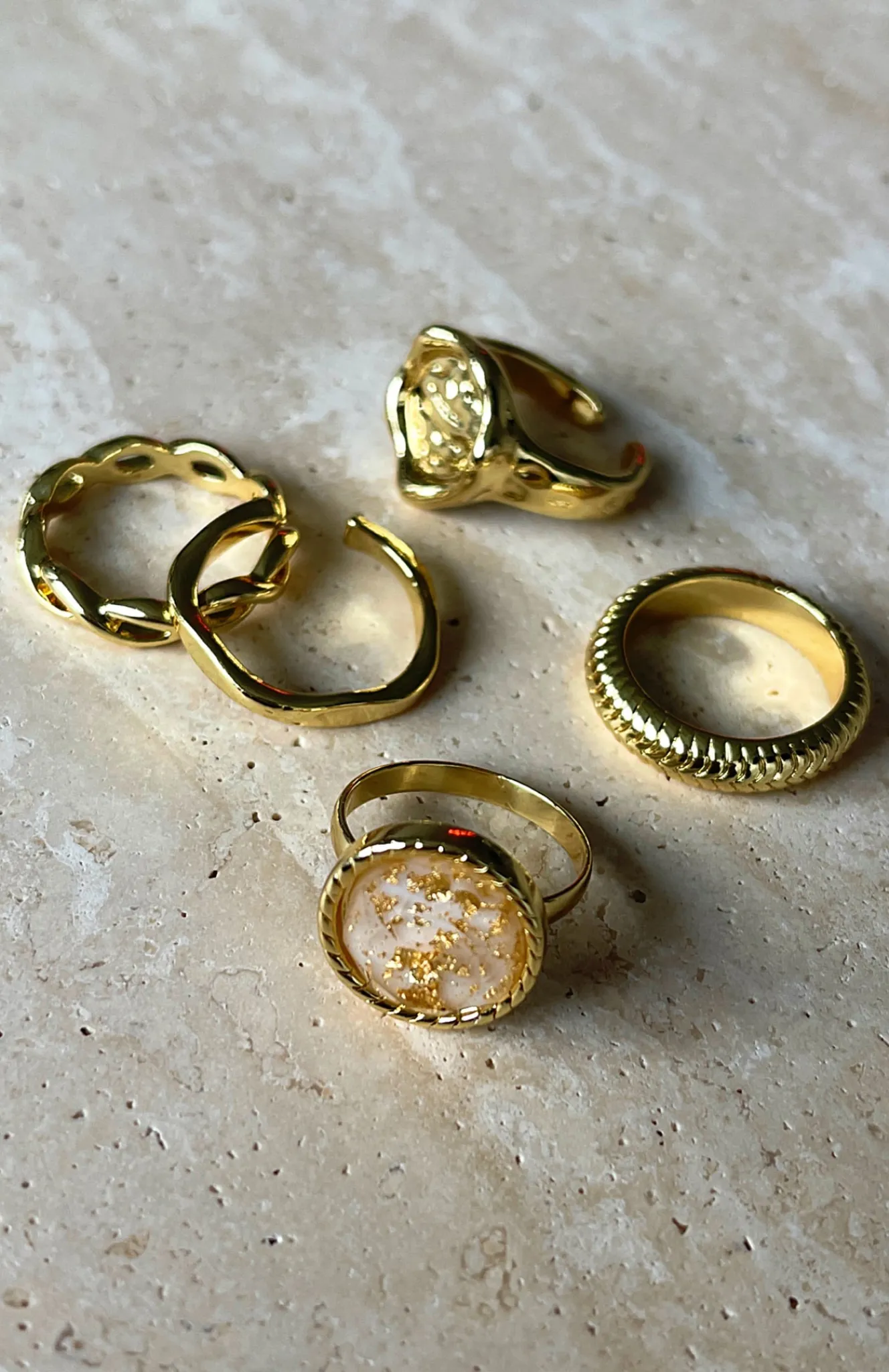 Jewellery | White Fox Boutique Jade Ring Set gold