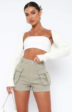 Shorts | White Fox Boutique Just A Friend Cargo Shorts Dusty Olive green