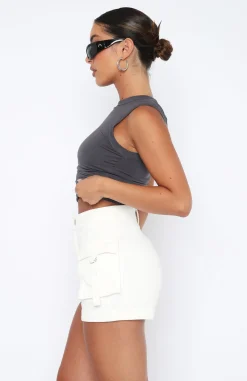 Shorts | White Fox Boutique Just A Friend Cargo Shorts Cream white
