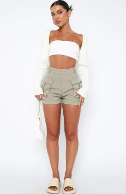 Shorts | White Fox Boutique Just A Friend Cargo Shorts Dusty Olive green