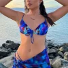 Bikini Tops | White Fox Boutique Keep Glowing Bikini Top Dolce Vita Print blue