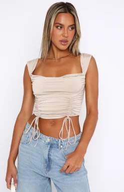 Shirts & Blouses | White Fox Boutique Keep It Classy Crop Taupe nude