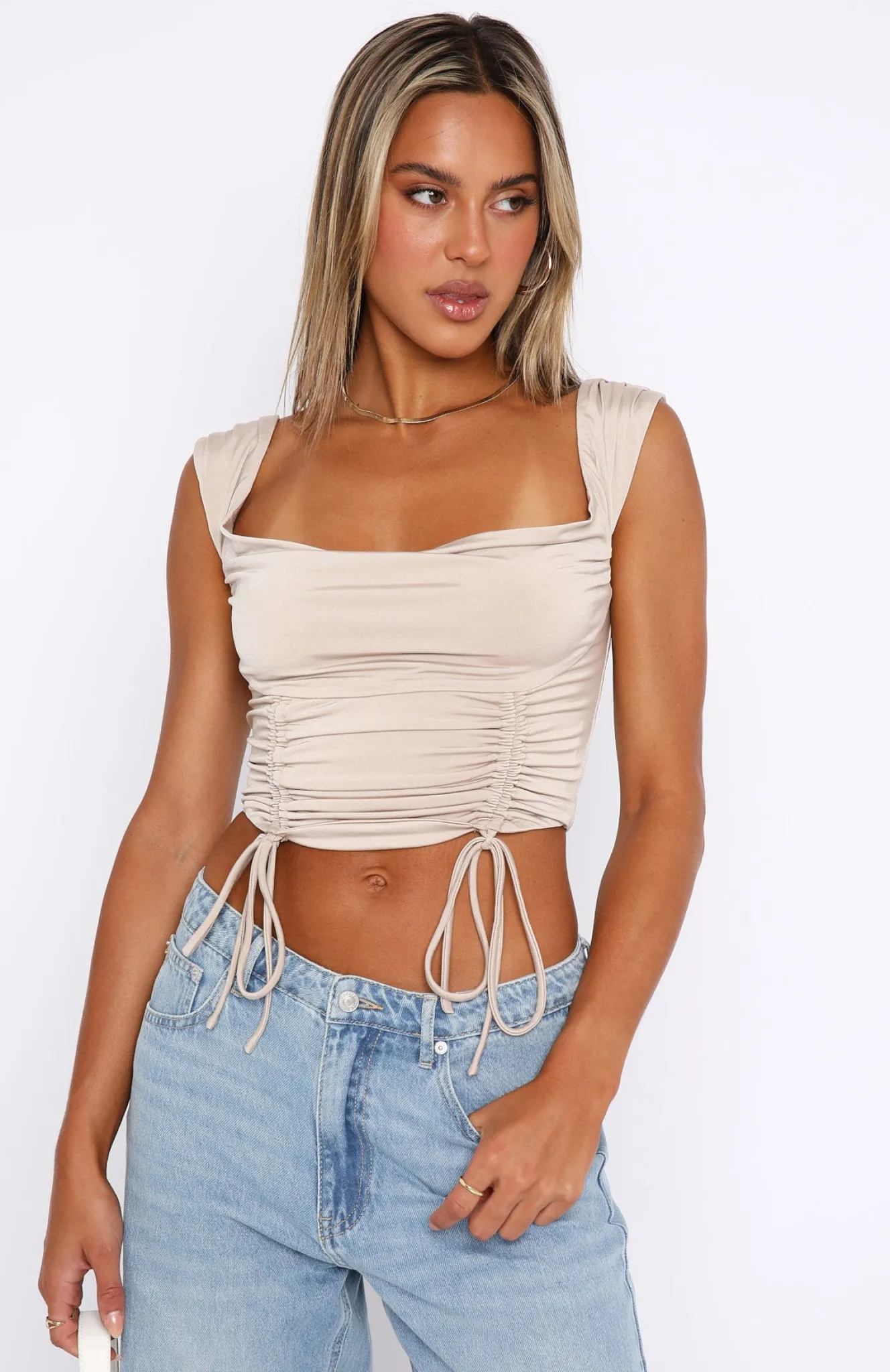 Shirts & Blouses | White Fox Boutique Keep It Classy Crop Taupe nude