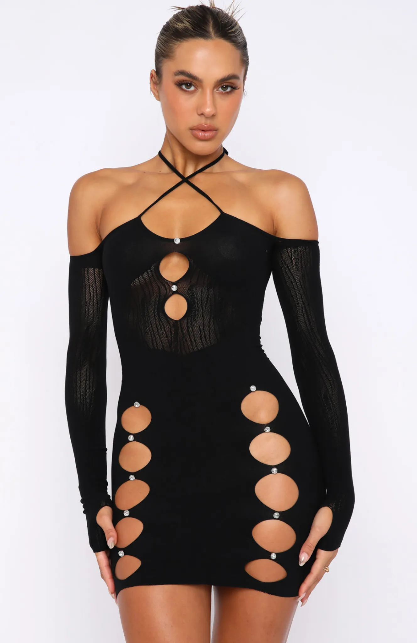 Restocked | White Fox Boutique Keep On Looking Mini Dress black