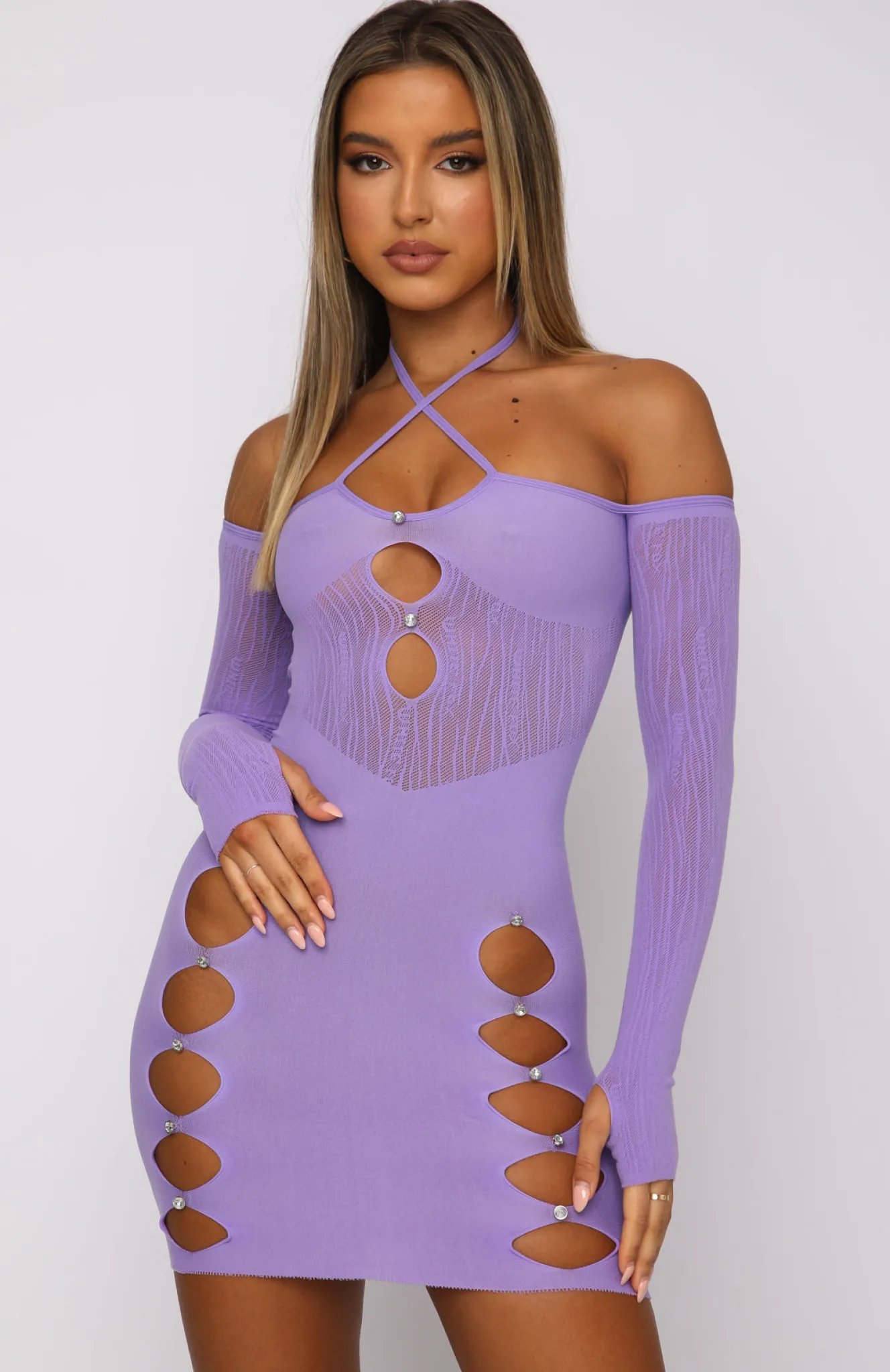 Restocked | White Fox Boutique Keep On Looking Mini Dress purple