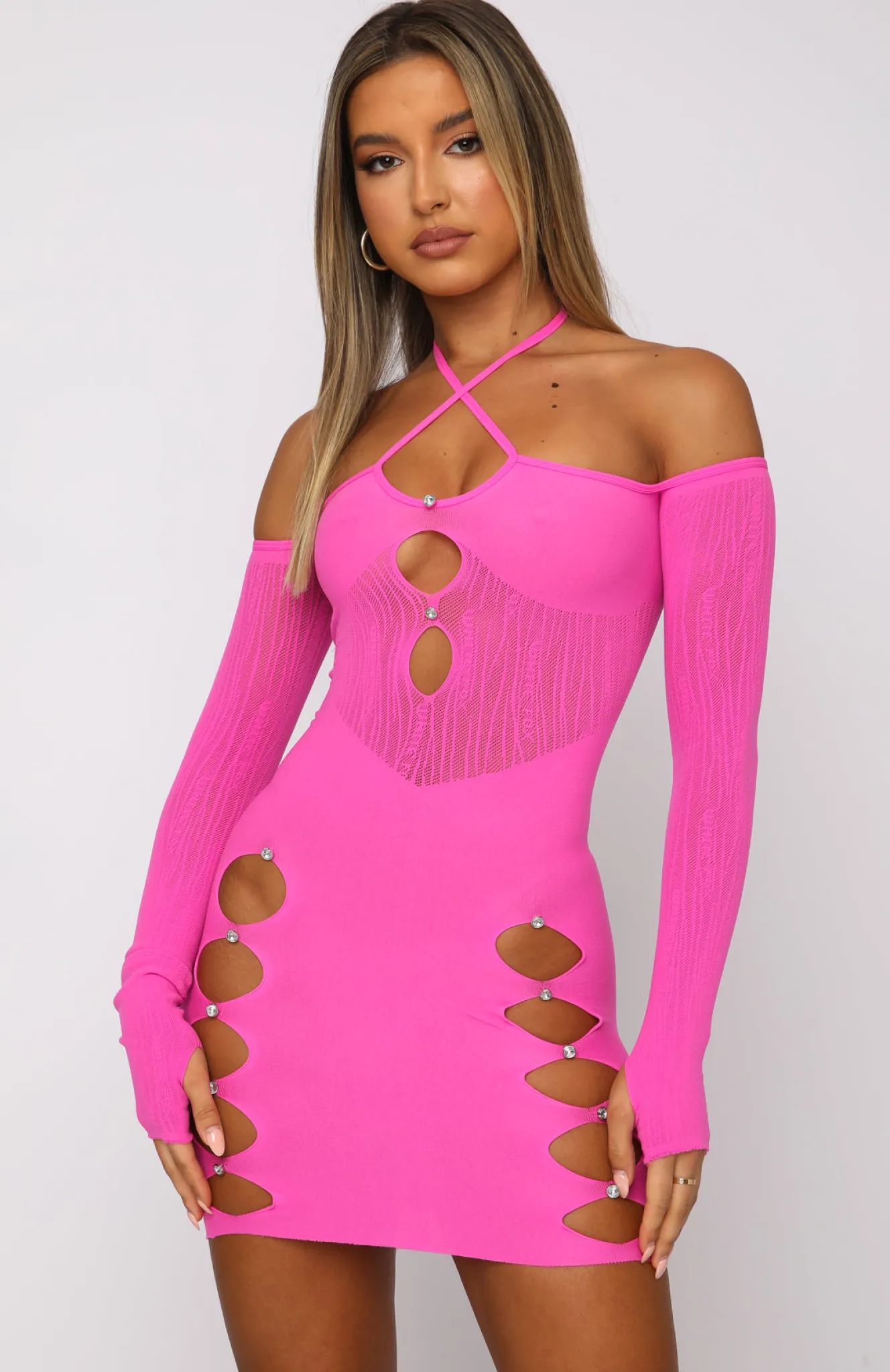 Restocked | White Fox Boutique Keep On Looking Mini Dress Hot pink