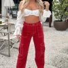 Pants | White Fox Boutique Keep On Moving Cargo Pants Rust red