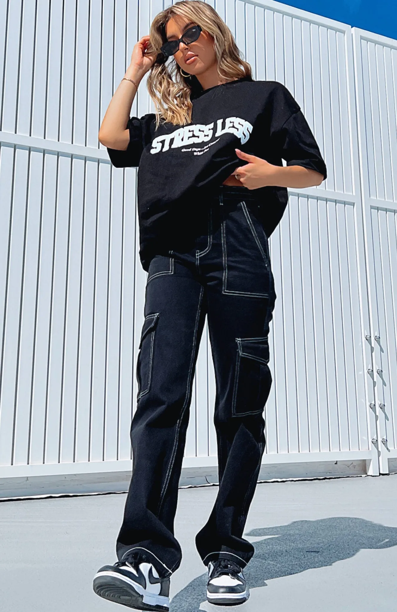 Pants | White Fox Boutique Keep On Moving Cargo Pants black