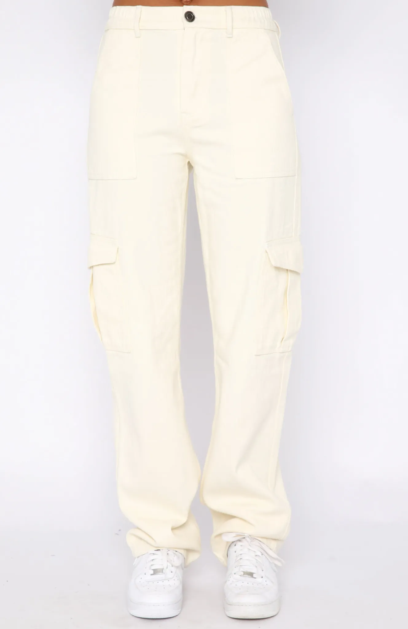Pants | White Fox Boutique Keep On Moving Cargo Pants Cream white