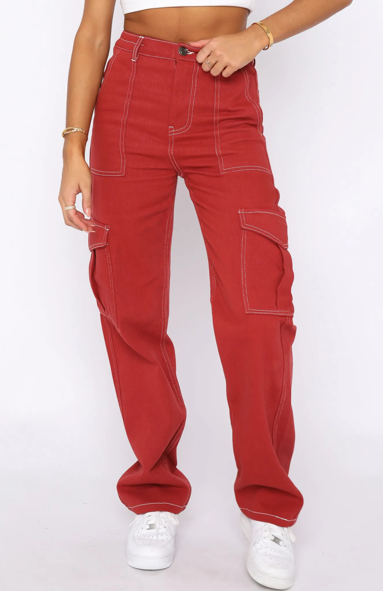 Pants | White Fox Boutique Keep On Moving Cargo Pants Rust red
