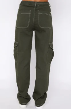 Pants | White Fox Boutique Keep On Moving Cargo Pants Khaki green