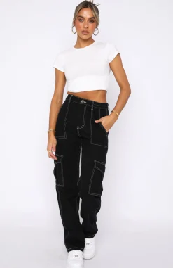 Pants | White Fox Boutique Keep On Moving Cargo Pants black