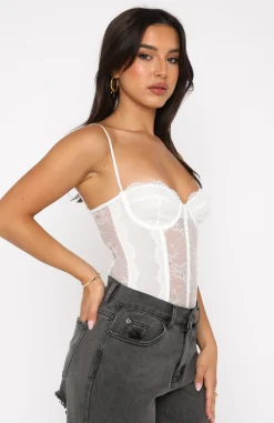 Shirts & Blouses | White Fox Boutique Keep Them Waiting Lace Bodysuit white
