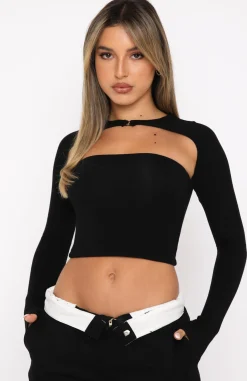Shirts & Blouses | White Fox Boutique Keep Track Long Sleeve Crop black