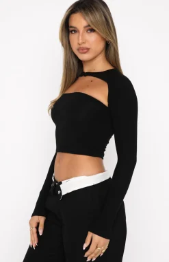 Shirts & Blouses | White Fox Boutique Keep Track Long Sleeve Crop black