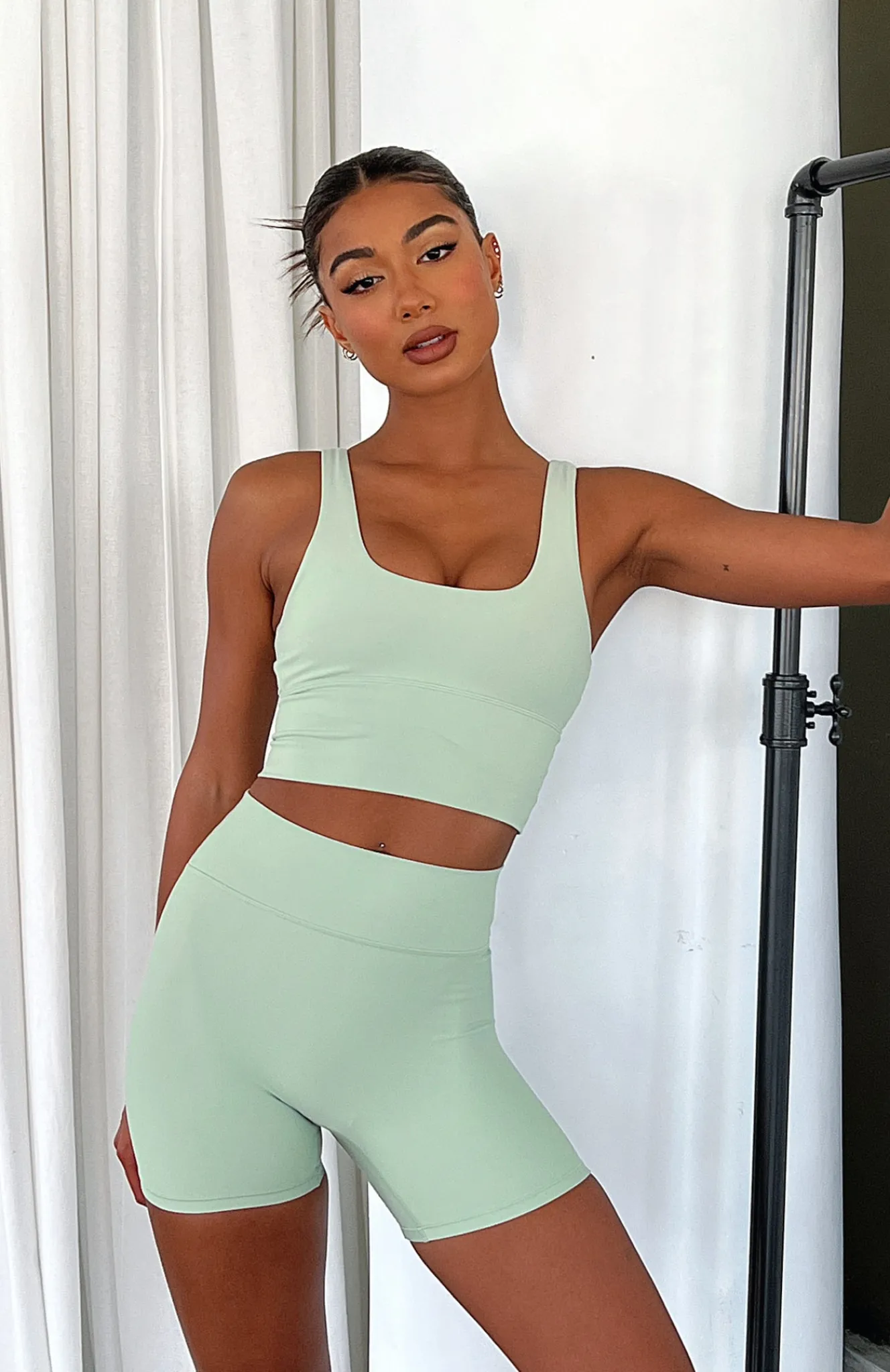 Shorts | White Fox Boutique Keep Up High Waisted Shorts Sage green