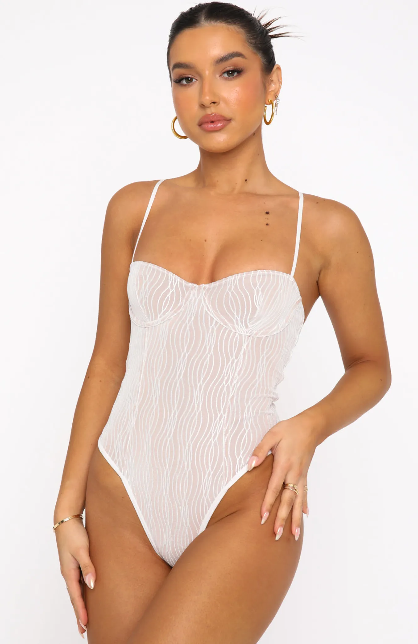 Shirts & Blouses | White Fox Boutique Keep Wishing Mesh Bodysuit white