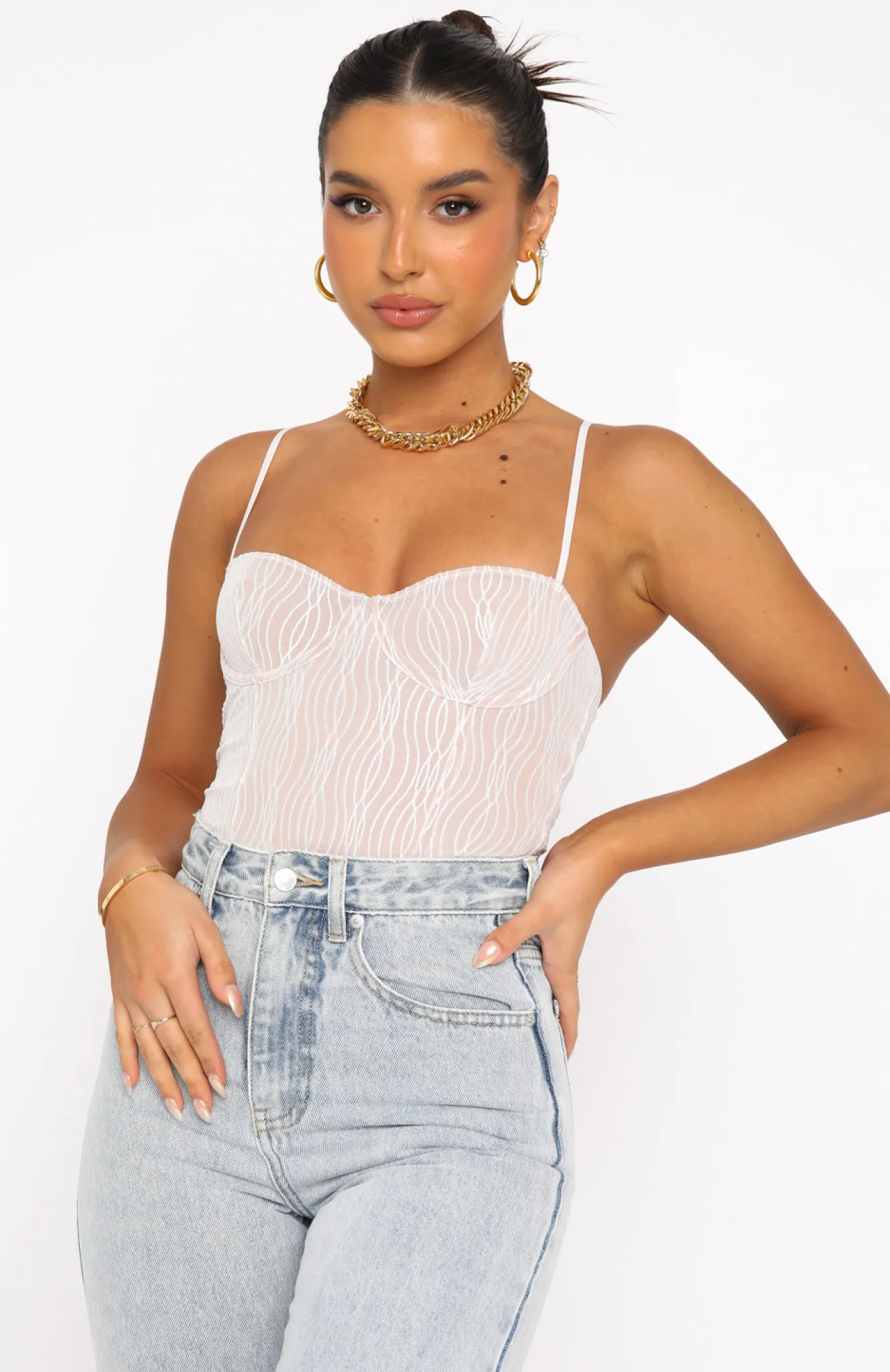 Shirts & Blouses | White Fox Boutique Keep Wishing Mesh Bodysuit white