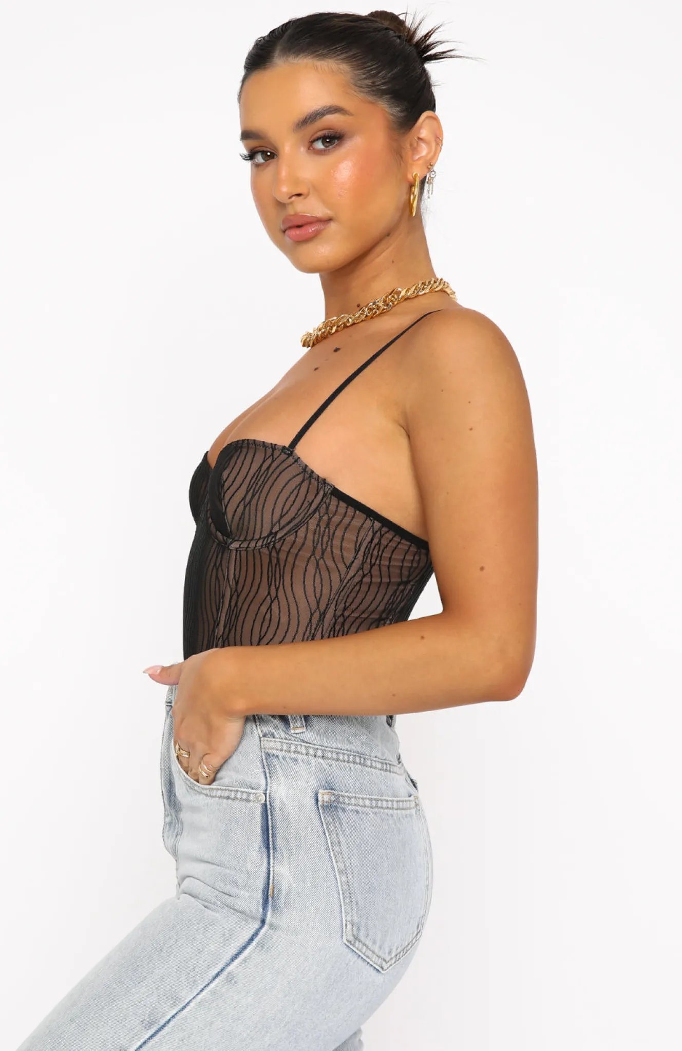 Shirts & Blouses | White Fox Boutique Keep Wishing Mesh Bodysuit black